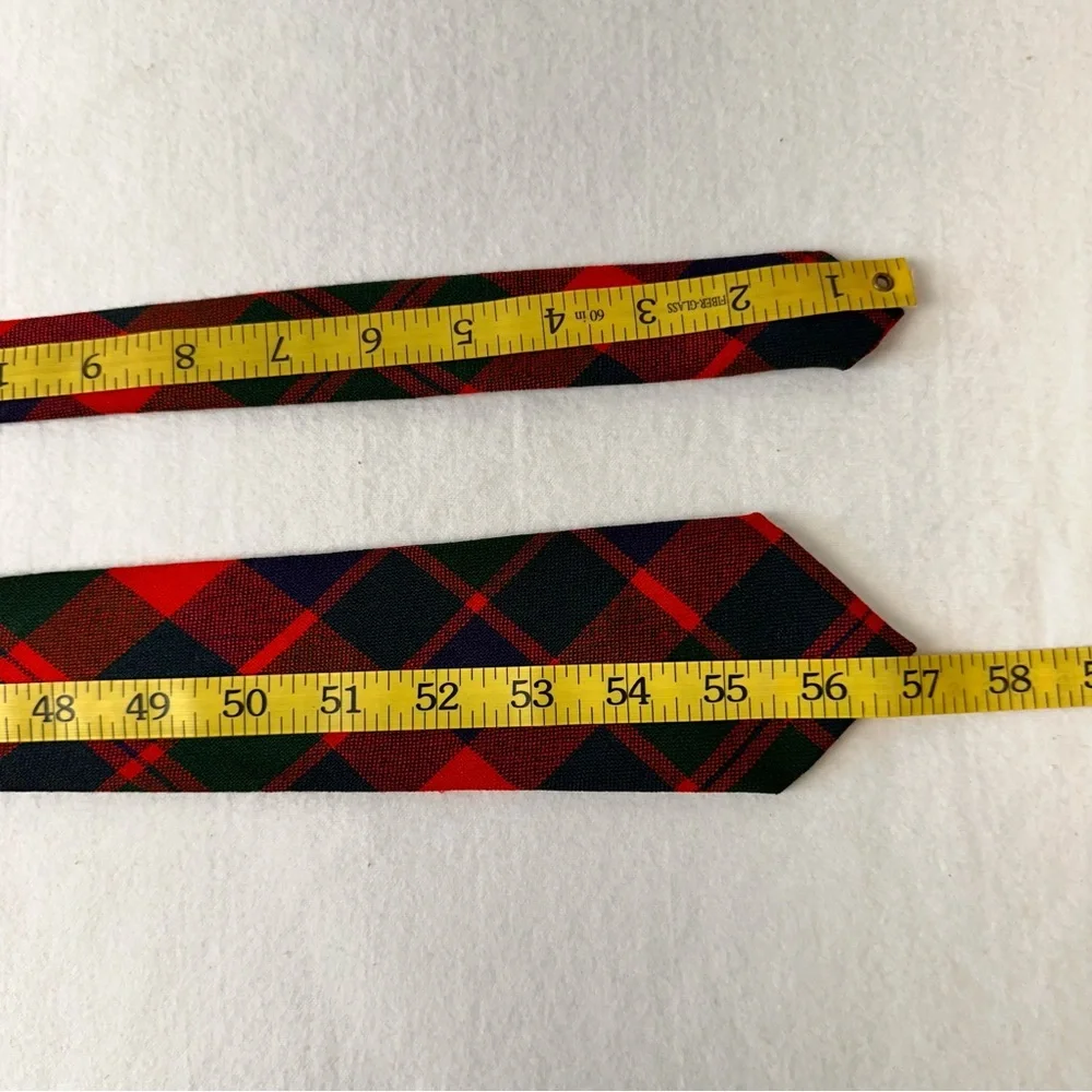 Vintage Scotland Glasgow Man's Tie Handmade Wool Red Multicolor Necktie Plaid